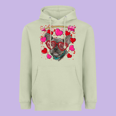 Heavyweight Hoodie valentine's day french bulldog puppy