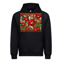 Black red flower and cactus with cowhide and aztec Urban Hoodie - Artiststas