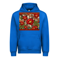 Cobalt red flower and cactus with cowhide and aztec Urban Hoodie - Artiststas