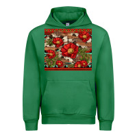 Emerald red flower and cactus with cowhide and aztec Urban Hoodie - Artiststas