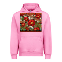 Fuchsia Pink red flower and cactus with cowhide and aztec Urban Hoodie - Artiststas
