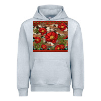 Heather Grey red flower and cactus with cowhide and aztec Urban Hoodie - Artiststas