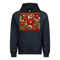 Navy red flower and cactus with cowhide and aztec Urban Hoodie - Artiststas