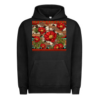 Pigment Black red flower and cactus with cowhide and aztec Urban Hoodie - Artiststas