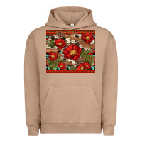 Pigment Burro red flower and cactus with cowhide and aztec Urban Hoodie - Artiststas