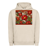 Pigment French Oak red flower and cactus with cowhide and aztec Urban Hoodie - Artiststas