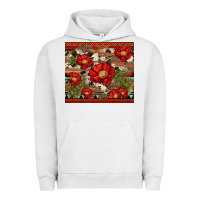 Pigment Lunar Rock red flower and cactus with cowhide and aztec Urban Hoodie - Artiststas