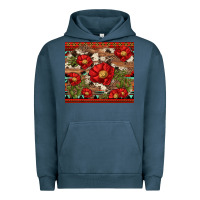 Pigment Midnight Navy red flower and cactus with cowhide and aztec Urban Hoodie - Artiststas