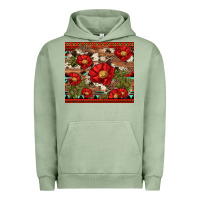 Pigment Oil Green red flower and cactus with cowhide and aztec Urban Hoodie - Artiststas