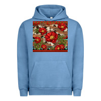 Pigment Pebble Blue red flower and cactus with cowhide and aztec Urban Hoodie - Artiststas