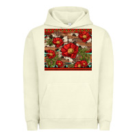 Pigment Pistachio red flower and cactus with cowhide and aztec Urban Hoodie - Artiststas