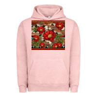 Pigment Salmon red flower and cactus with cowhide and aztec Urban Hoodie - Artiststas