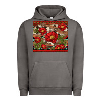 Pigment Tornado red flower and cactus with cowhide and aztec Urban Hoodie - Artiststas