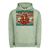 Pigment Oil Green longhorn with gemstone Urban Hoodie - Artiststas