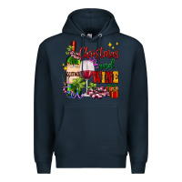 Navy Christmas and wine Premium Hoodie - AdoDesignShop