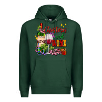 Sports Green Christmas and wine Premium Hoodie - AdoDesignShop