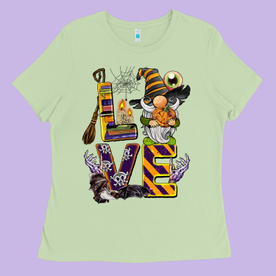 Halloween Love Gnome Ladies Tee Designed By Barkaloodesign