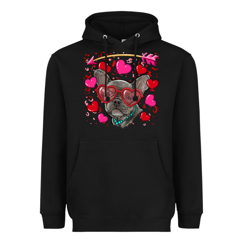 Valentine's Day French Bulldog Puppy Heavyweight Hoodie by RanaPortraitStore | Teevron
