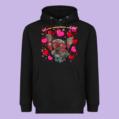 Heavyweight Hoodie valentine's day french bulldog puppy