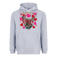 Heather Grey valentine's day french bulldog puppy Heavyweight Hoodie - RanaPortraitStore