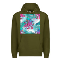 Ocean Waves Octopus Seamless Pattern Premium Hoodie | Teevron