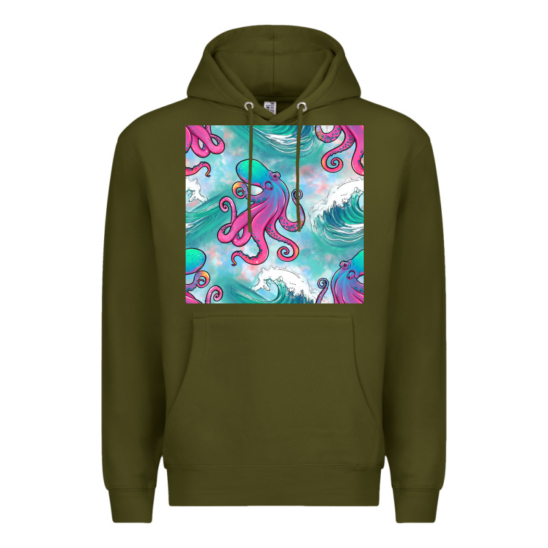 Ocean Waves Octopus Seamless Pattern Premium Hoodie by BundleAndBundleShop | Teevron