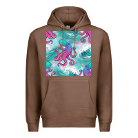 Chestnut ocean waves octopus seamless pattern Premium Hoodie - BundleAndBundleShop