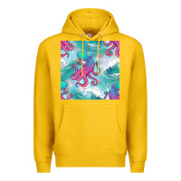 Lemon ocean waves octopus seamless pattern Premium Hoodie - BundleAndBundleShop