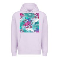 Lilac ocean waves octopus seamless pattern Premium Hoodie - BundleAndBundleShop