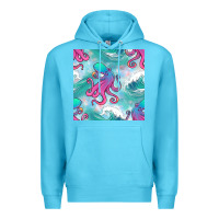 Ocean Blue ocean waves octopus seamless pattern Premium Hoodie - BundleAndBundleShop
