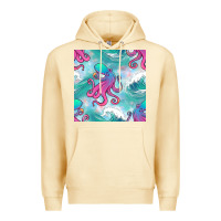 Pina Colada ocean waves octopus seamless pattern Premium Hoodie - BundleAndBundleShop