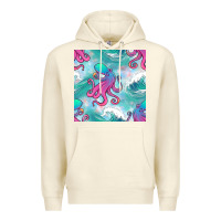 Sandshell ocean waves octopus seamless pattern Premium Hoodie - BundleAndBundleShop