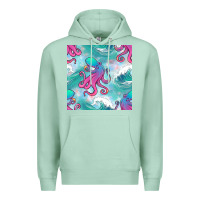 Seafoam ocean waves octopus seamless pattern Premium Hoodie - BundleAndBundleShop