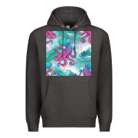 Smoke ocean waves octopus seamless pattern Premium Hoodie - BundleAndBundleShop