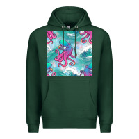 Sports Green ocean waves octopus seamless pattern Premium Hoodie - BundleAndBundleShop