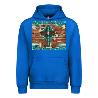 Cobalt gemstone and cross with cowhide Urban Hoodie - Artiststas