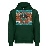 Forest Green gemstone and cross with cowhide Urban Hoodie - Artiststas