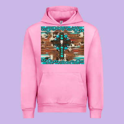 Gemstone And Cross With Cowhide Urban Hoodie Designed By Artiststas