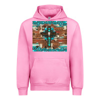 Fuchsia Pink gemstone and cross with cowhide Urban Hoodie - Artiststas