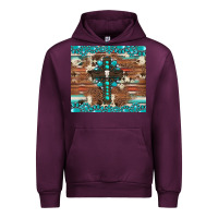 Mauve Wine gemstone and cross with cowhide Urban Hoodie - Artiststas