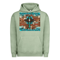 Pigment Oil Green gemstone and cross with cowhide Urban Hoodie - Artiststas
