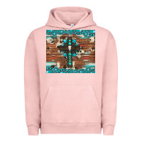 Pigment Salmon gemstone and cross with cowhide Urban Hoodie - Artiststas