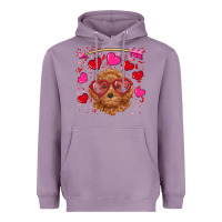 Lavender valentine's day toy poodle Heavyweight Hoodie - RanaPortraitStore