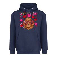 Navy valentine's day toy poodle Heavyweight Hoodie - RanaPortraitStore
