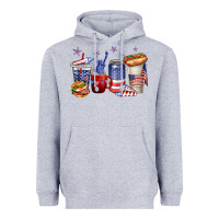 Heather Grey 4th of july coffee cups Heavyweight Hoodie - texasbilliewilder
