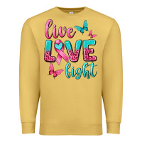 Antique Gold Live Love Fight Breast Cancer Premium Sweatshirt - texasbilliewilder