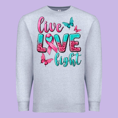 Live Love Fight Breast Cancer Premium Sweatshirt Designed By Texasbilliewilder