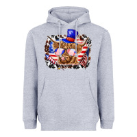 Heather Grey 4th of july cow Heavyweight Hoodie - texasbilliewilder