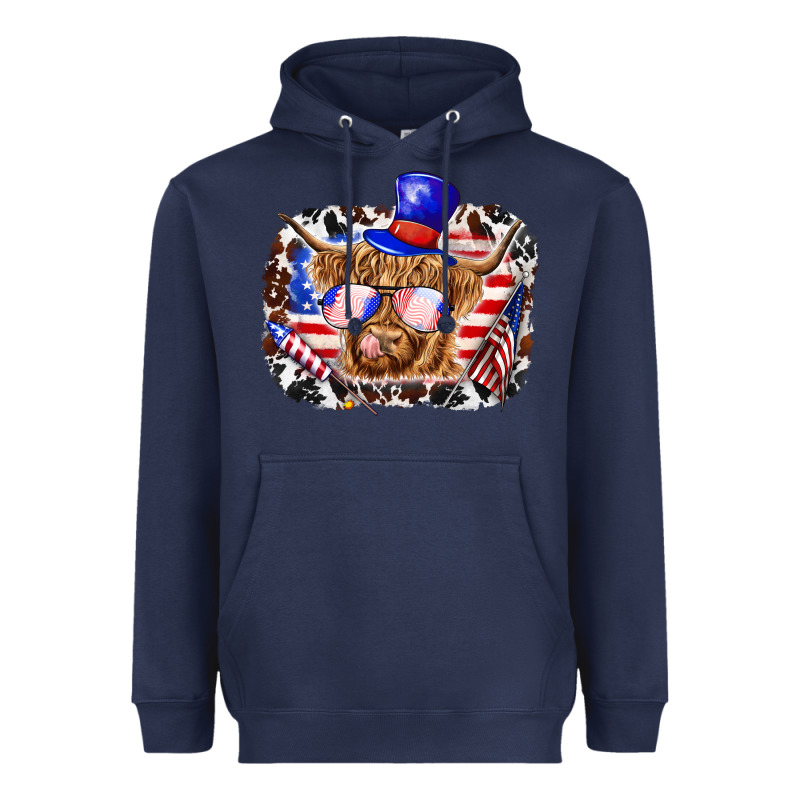 4th Of July Cow Heavyweight Hoodie by texasbilliewilder | Teevron