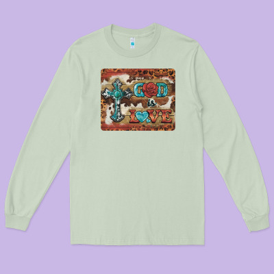 God Is Love Cross Long Sleeve Tee Designed By Barkaloodesign